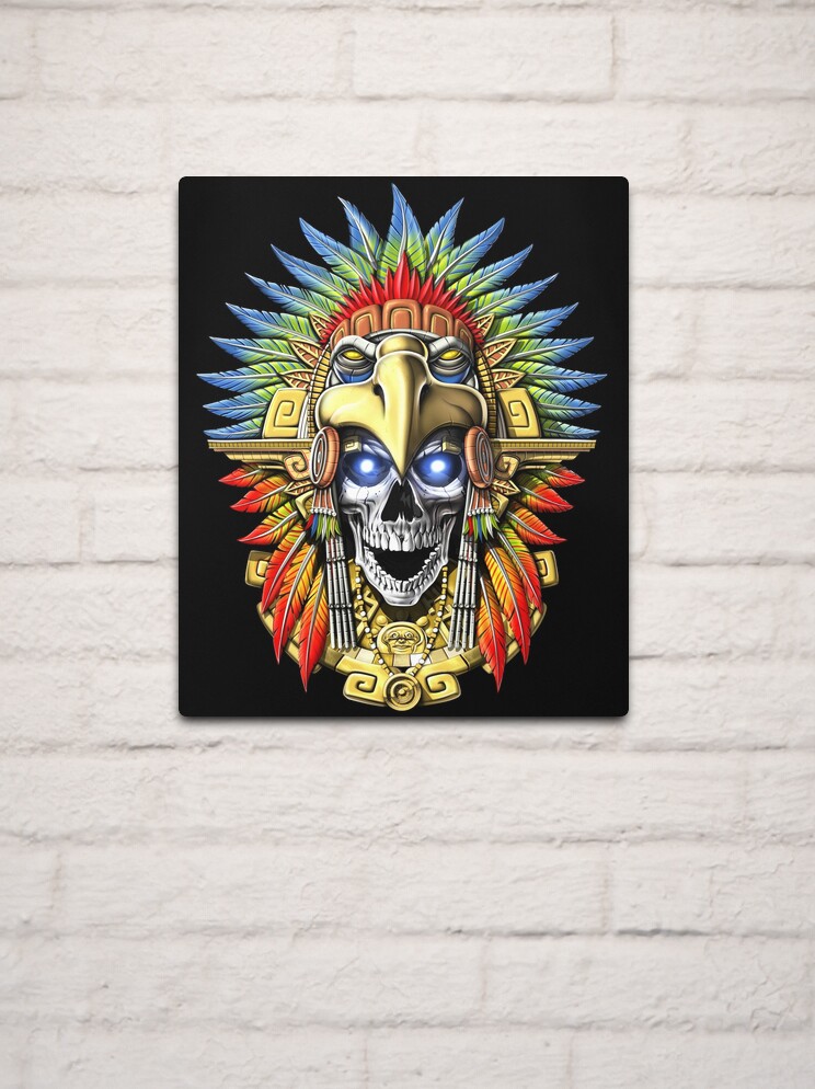 Aztec Warrior Skull Mask Native Indian Mexican Art Print by