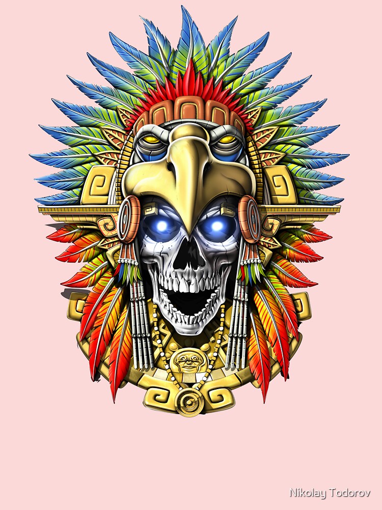 Aztec Eagle Warrior Skull Stock Vector (Royalty Free) 337880252
