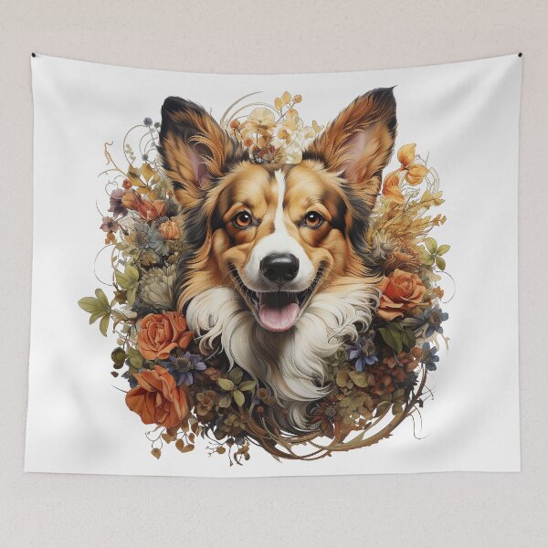 Item preview, Corgie in flowers  designed and sold by kentHdesigns.