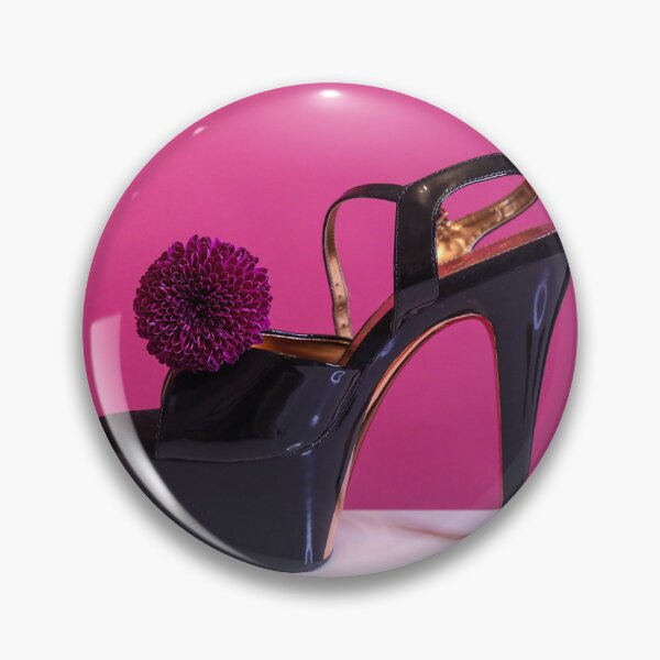 Item preview, Black Shiny High Heel with Maroon Chrysanthemum designed and sold by Thomas Bugarin.