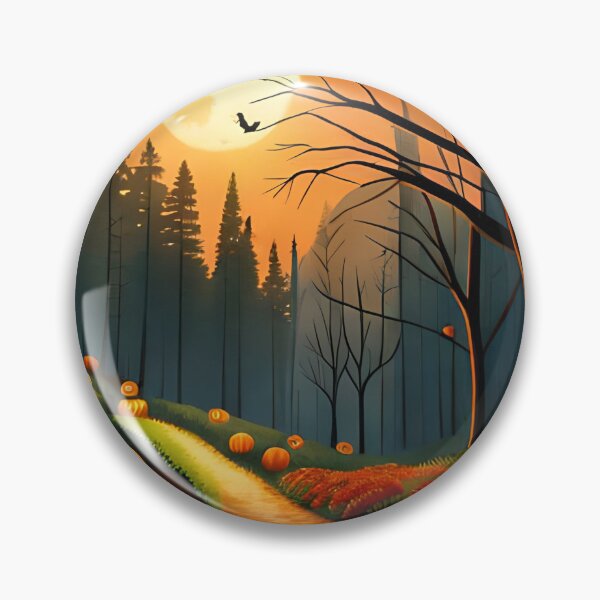 Item preview, Spooky Forest Path with Twisted Trees and Glowing Jack-o'-Lanterns designed and sold by yourfavdraw.
