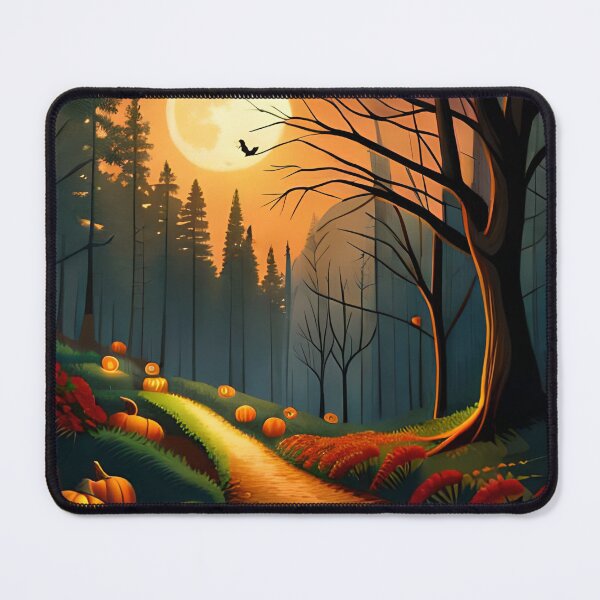 Item preview, Spooky Forest Path with Twisted Trees and Glowing Jack-o'-Lanterns designed and sold by yourfavdraw.