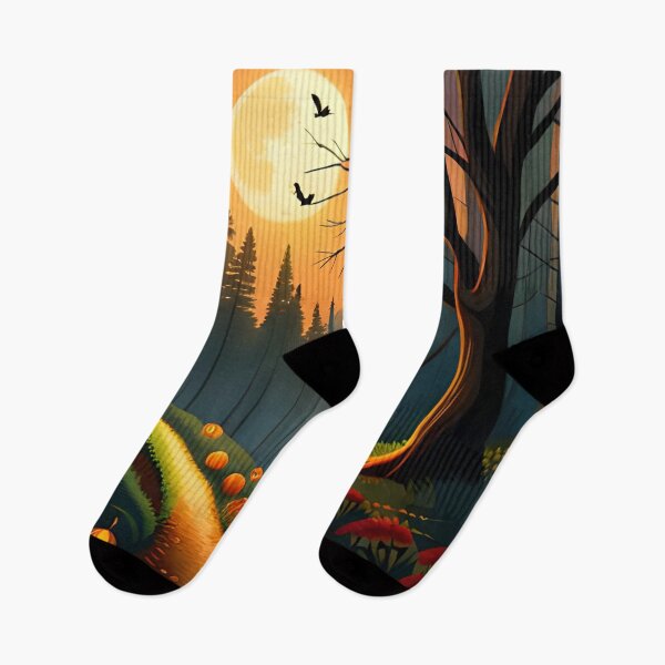 Item preview, Spooky Forest Path with Twisted Trees and Glowing Jack-o'-Lanterns designed and sold by yourfavdraw.