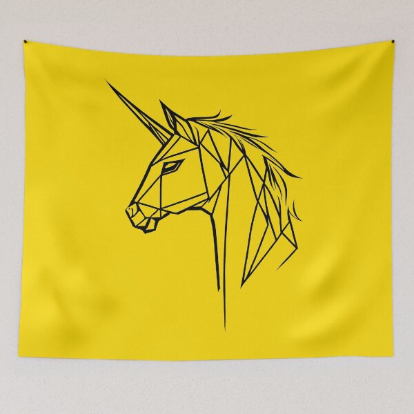 Item preview, Black Line Unicorn Yellow Gold BG designed and sold by DiscoGypsyFish.