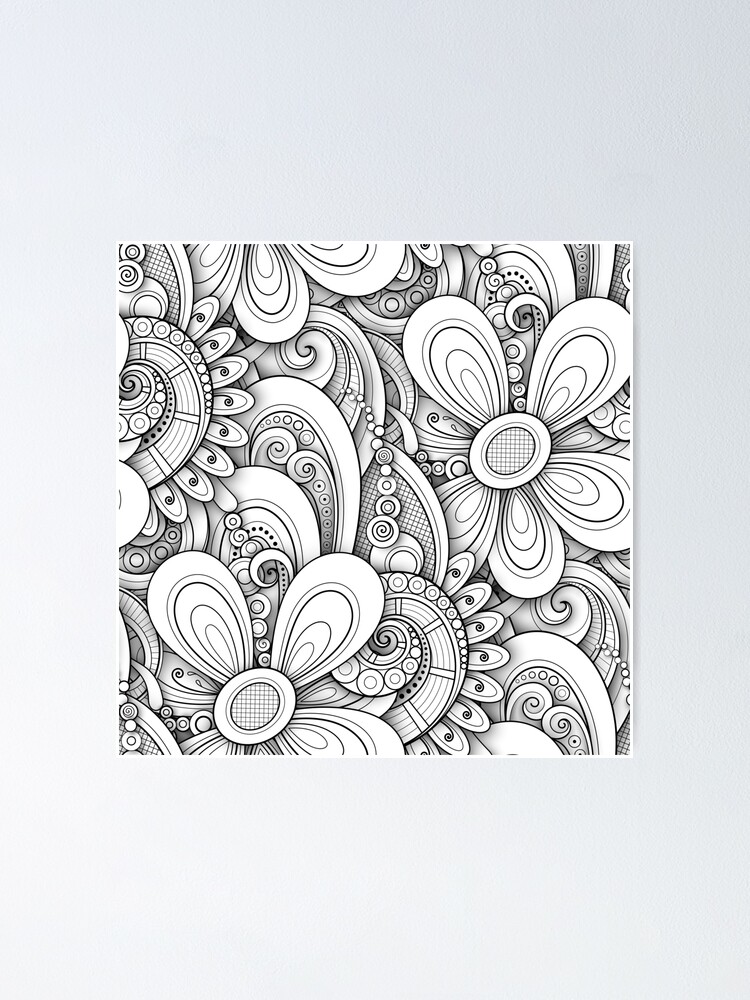 Non Colored Pattern with Floral Motifs Tapestry for Sale by lissantee