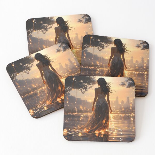 Item preview, Ephemeral Elegance: A Woman in a Flowing Dress Embracing the Sea designed and sold by oanaunciuleanu.