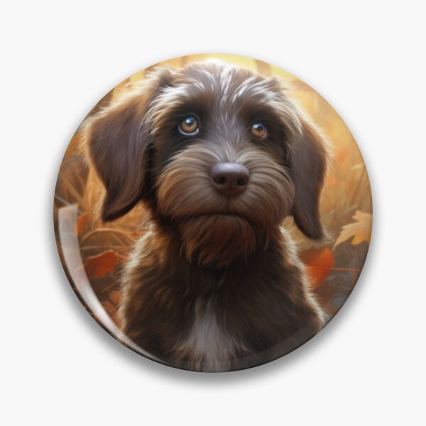 Item preview, Wirehaired Pointing Griffon Puppy in Autumn designed and sold by ZenEverAI.