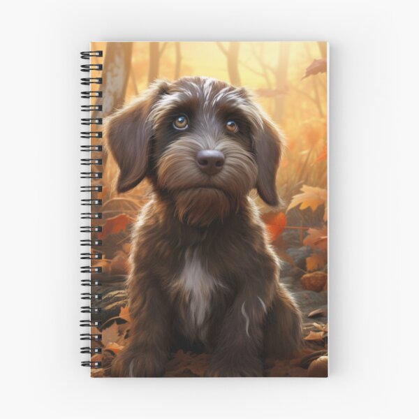 Item preview, Wirehaired Pointing Griffon Puppy in Autumn designed and sold by ZenEverAI.