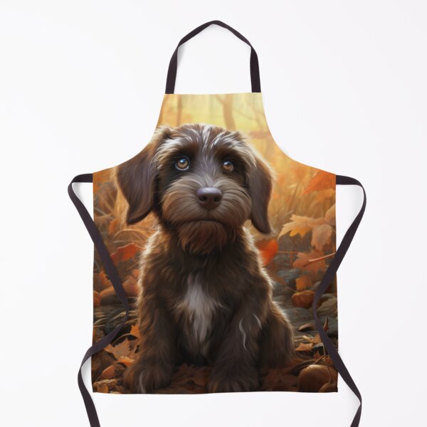 Item preview, Wirehaired Pointing Griffon Puppy in Autumn designed and sold by ZenEverAI.