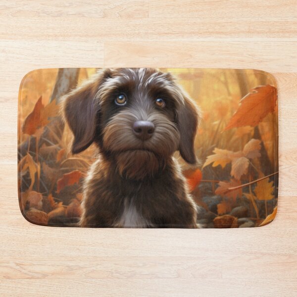 Item preview, Wirehaired Pointing Griffon Puppy in Autumn designed and sold by ZenEverAI.