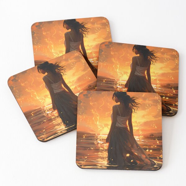 Item preview, Ephemeral Elegance: A Woman in a Flowing Dress Embracing the Sea designed and sold by oanaunciuleanu.