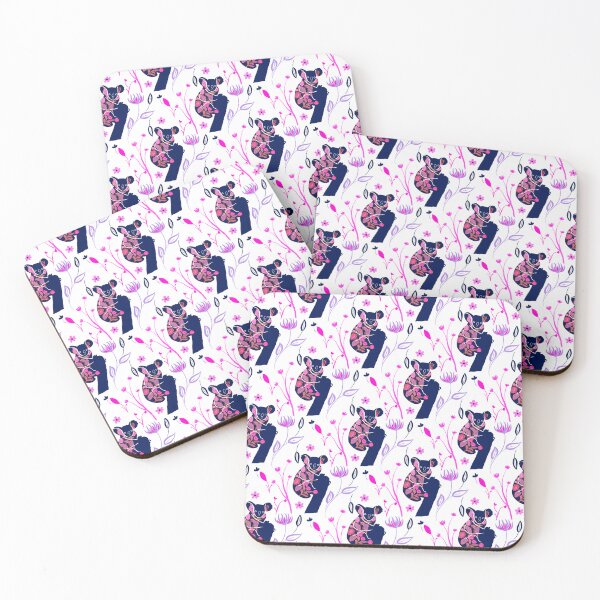 Item preview, Koala hang in there - gold and navy (Repeat Pattern) - pink/purple designed and sold by CharleneDesigns.