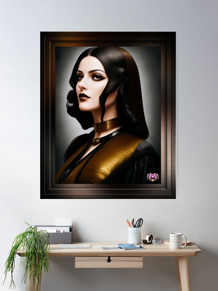 That Tempting Look Captivating AI Concept Art Portrait by Xzendor7 Wall Decor Poster