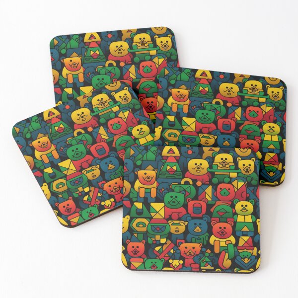 Item preview, Colorful fantasy pattern blue red green turquoise yellow black ornaments teddy workshop designed and sold by G-M-Designs.