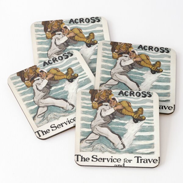 Item preview, STK502115A-Sailor wading as he carries a soldier on his shoulder. designed and sold by StocktrekImages.