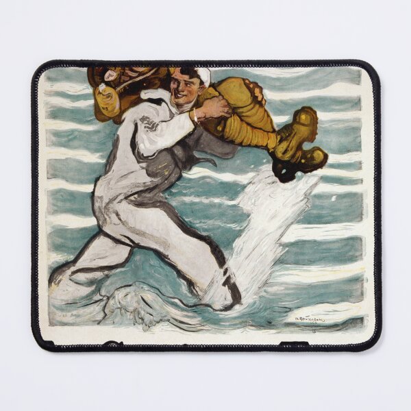 Item preview, STK502115A-Sailor wading as he carries a soldier on his shoulder. designed and sold by StocktrekImages.
