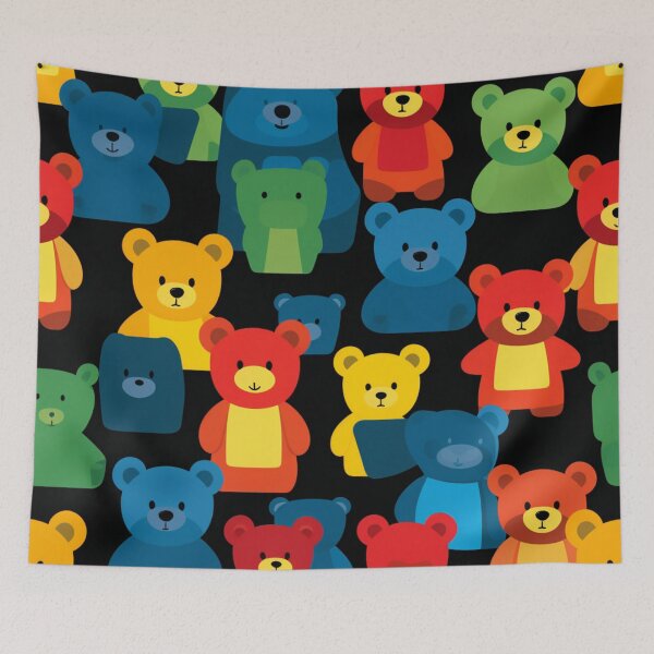 Item preview, Colorful fantasy pattern blue red green turquoise yellow black ornaments teddy workshop designed and sold by G-M-Designs.