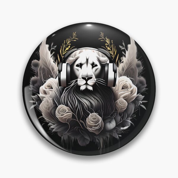Item preview, CUTE WHITE LION IN HEADPHONES 1  designed and sold by justyna-s28.
