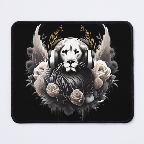Item preview, CUTE WHITE LION IN HEADPHONES 1 designed and sold by justyna-s28.