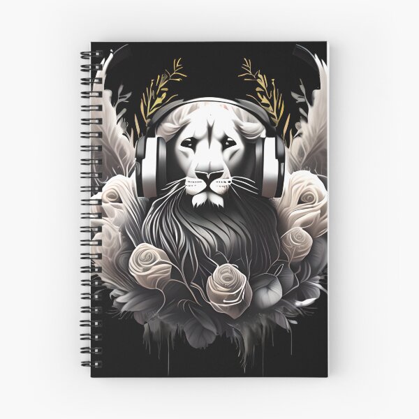 Item preview, CUTE WHITE LION IN HEADPHONES 1  designed and sold by justyna-s28.
