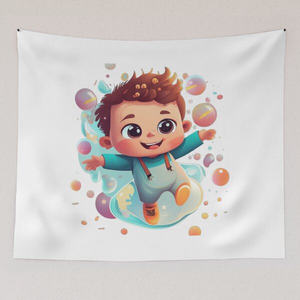 Item preview, Cute Cheerful Boy in Bubbles designed and sold by Witty-Whimsy.