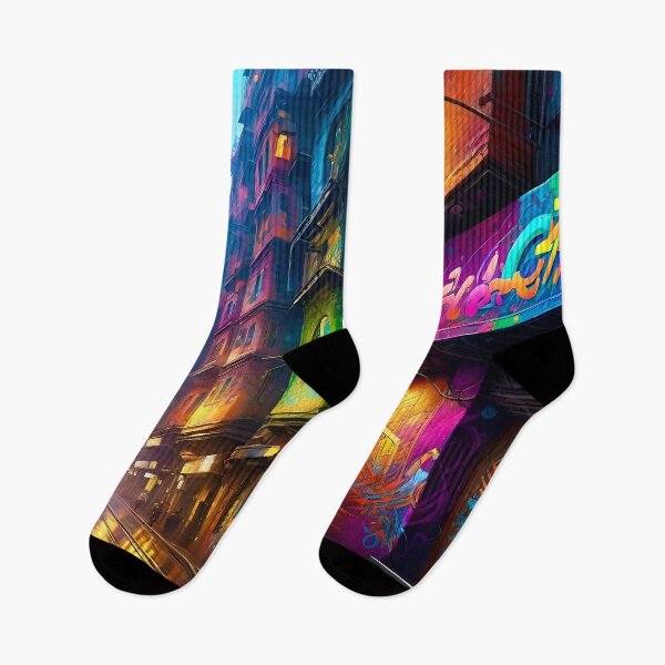 Item preview, Colorful Urban Streets - Cyber City Cityscape designed and sold by Delerat7.