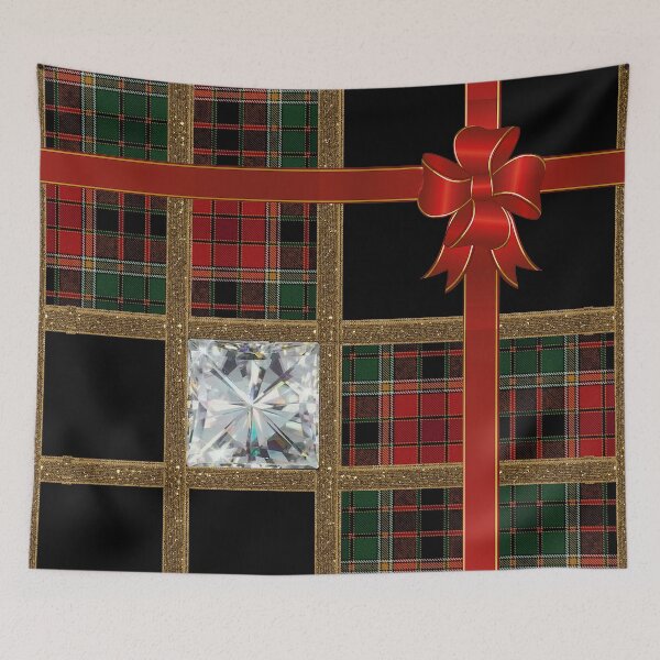 Artikelvorschau, RoguegraFX Christmas: red green tartan white diamond 3 windows entworfen und verkauft von RoguegraFX.