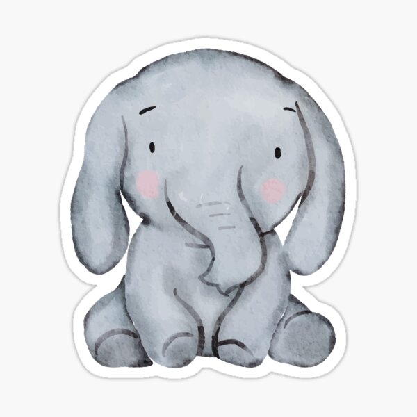 cute Baby elephant water color Sticker