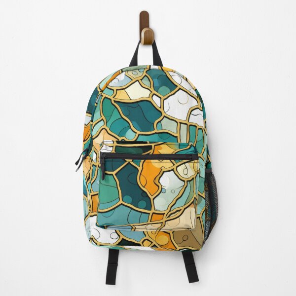 Item preview, Colorful fantasy pattern blue green turquoise yellow black ornaments map designed and sold by G-M-Designs.
