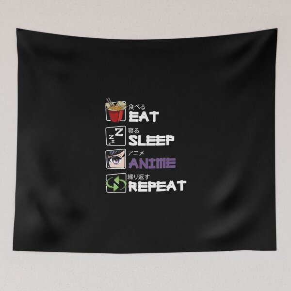 Item preview, Eat Sleep Anime Repeat Kawaii Otaku Manga Japan Fan Kanji designed and sold by Baninch.