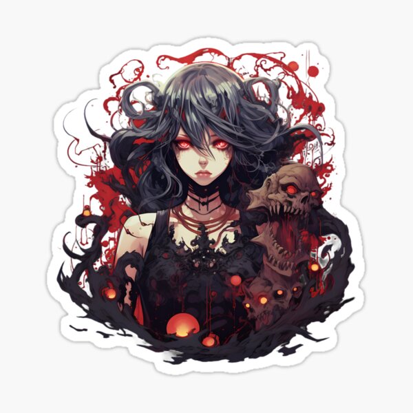 Raster dark anime girl sticker ilustração do Stock