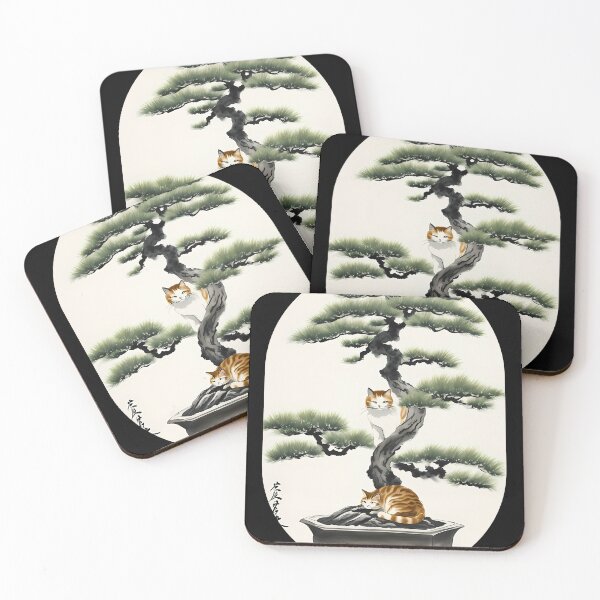 Item preview, Cat bonsai - Peaceful Bonsai Cat in Japanese Style - Simple Round Corner Rectangle Frame designed and sold by Mechanical-Artt.