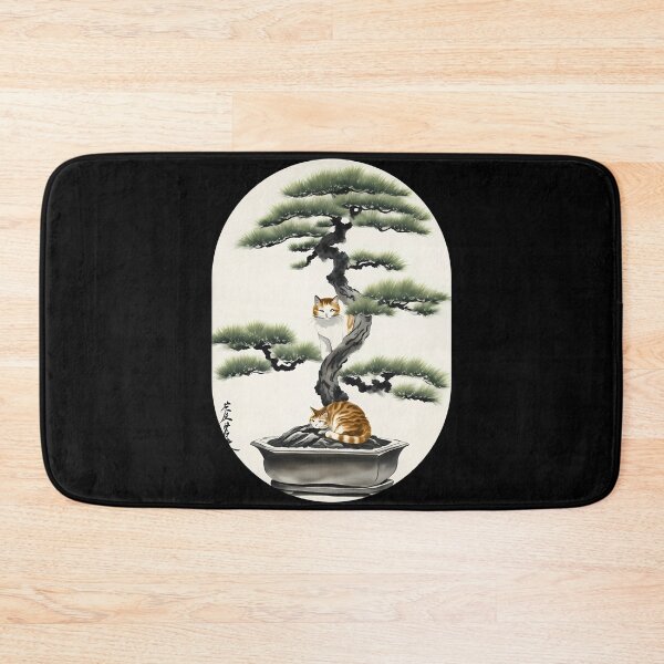 Item preview, Cat bonsai - Peaceful Bonsai Cat in Japanese Style - Simple Round Corner Rectangle Frame designed and sold by Mechanical-Artt.