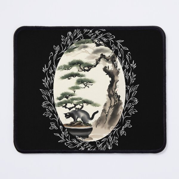 Item preview, Cat bonsai - Kitty and Bonsai Tree Art - Vintage Frames Floral Ornate Portrait Oval White designed and sold by Mechanical-Artt.