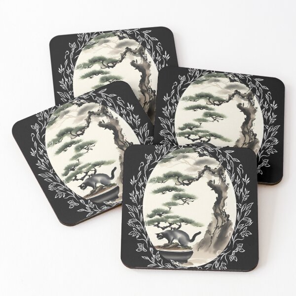 Item preview, Cat bonsai - Kitty and Bonsai Tree Art - Vintage Frames Floral Ornate Portrait Oval White designed and sold by Mechanical-Artt.