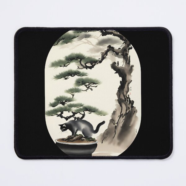 Item preview, Cat bonsai - Kitty and Bonsai Tree Art - Simple Round Corner Rectangle Frame designed and sold by Mechanical-Artt.
