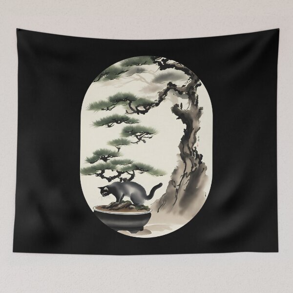 Item preview, Cat bonsai - Kitty and Bonsai Tree Art - Simple Round Corner Rectangle Frame designed and sold by Mechanical-Artt.