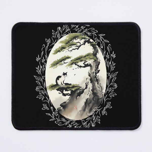 Item preview, Cat bonsai - Bonsai Kitty Zen Garden - Vintage Frames Floral Ornate Portrait Oval White designed and sold by Mechanical-Artt.