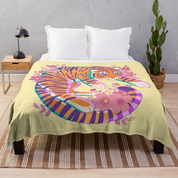 Item preview, Colorful tiger with pink flowers designed and sold by Yaragold.