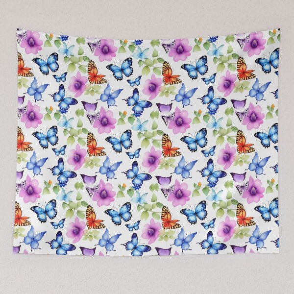 Item preview, butterfly with watercolor flowers designed and sold by Nada2446.