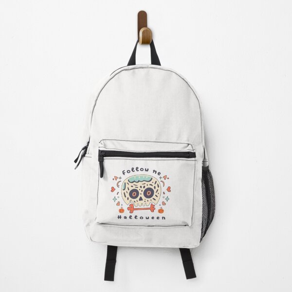 Item preview, Cute cartoon skull with pumpkin saying follow me in halloween night brafdesign designed and sold by Brafdesign.