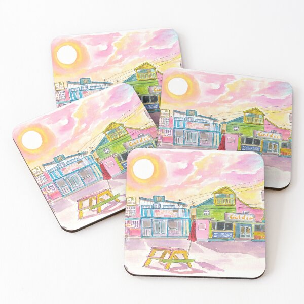 Item preview, Fish Fry Houses at Sunset on Arawak Cay Nassau Bahamas designed and sold by artshop77.