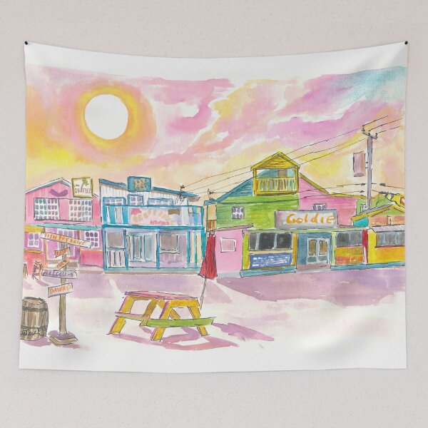 Item preview, Fish Fry Houses at Sunset on Arawak Cay Nassau Bahamas designed and sold by artshop77.