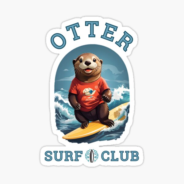Aperçu de l'œuvre T-shirt Jeune loutre souriante surfant sur un graphique pour enfants créée et vendue par CedricNorbinho.