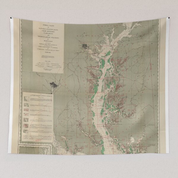 Item preview, Vintage Chesapeake Bay Shellfish Concentrations Map (1912) designed and sold by BravuraMedia.