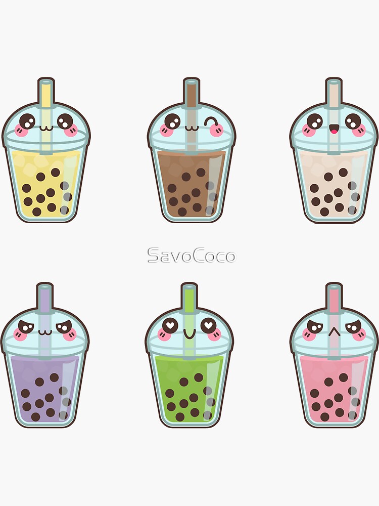  Bubble Tea Stickers,Cartoon Beverage Decals Flavor