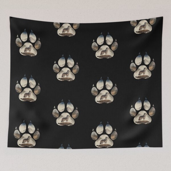 Item preview, Wolf art, outdoor, mountain, canine dog paw print, animals lovers, wolf lovers designed and sold by Collagedream.