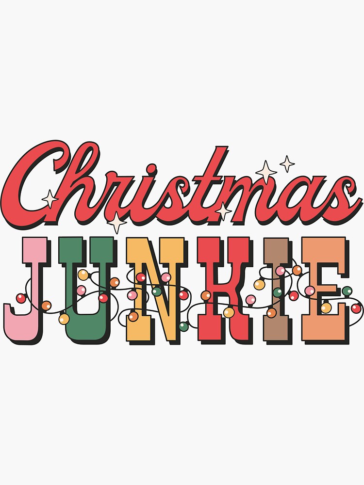Christmas junkie! - funny retro vintage christmas print Sticker for Sale  by Neehovv