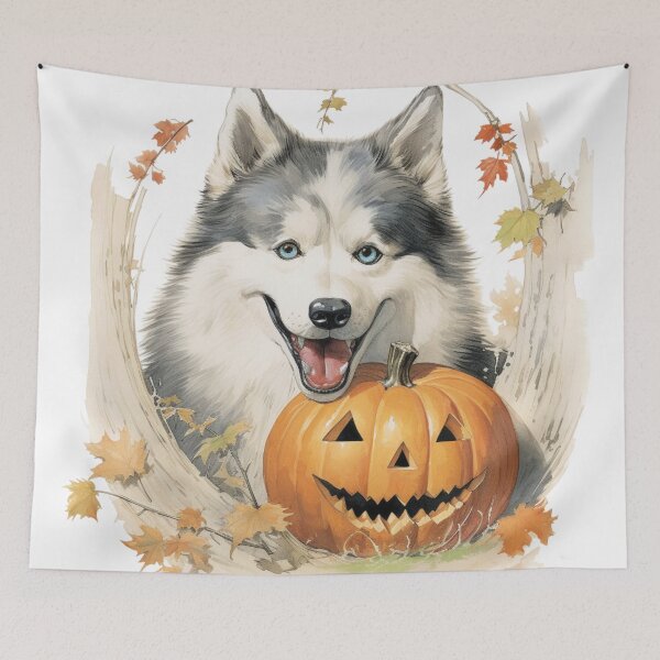 Item preview, Husky with blue eyes, Halloween, Pumpkin designed and sold by CreativeDecorCo.
