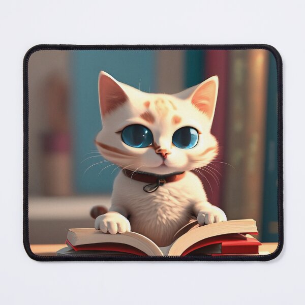 Item preview, Cute little kitten reading a book in a library  designed and sold by FCEalin.